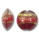 1 Murano Glass Ruby Gold Foiled Band 14mm Lentil