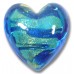 1 Murano Glass Goldfoiled Turquoise Velvet Sapphire 20mm Drop Bead