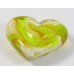 1 Murano Glass White Core Goldfoiled Lime Golden Topaz Embossed 35mm Heart
