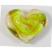 1 Murano Glass White Core Goldfoiled Lime Golden Topaz Embossed 35mm Heart