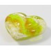 1 Murano Glass White Core Goldfoiled Lime Golden Topaz Embossed 35mm Heart
