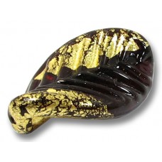1 Murano Glass Gold Foiled Dark Ruby Elica Twist 30mm Leaf Bead