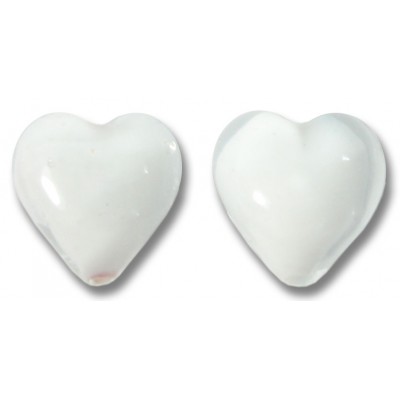 2 Murano Glass 12mm Hearts Crystal White Core 
