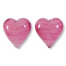 2 Murano Glass 14mm Hearts Rosa White Core 2 Murano Glass 14mm Hearts Rosa White Core
