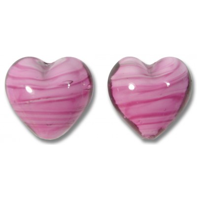 2 Murano Glass 14mm Hearts Rosa White Core 2 Murano Glass 14mm Hearts Rosa White Core