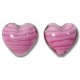 2 Murano Glass 14mm Hearts Rosa White Core 