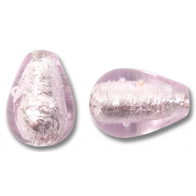 1 Murano Glass Pale Pink Silverfoil 14mm Drop