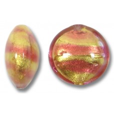 1 Murano Glass Rose Goldfoil 14mm Lentil