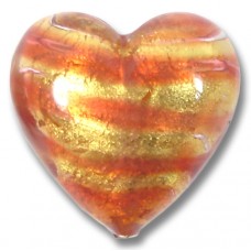 1 Murano Glass Rose Goldfoil 20mm Heart