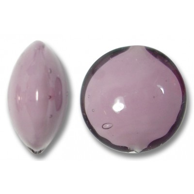 1 Murano Glass Amethyst over White Core 14mm Lentil Bead