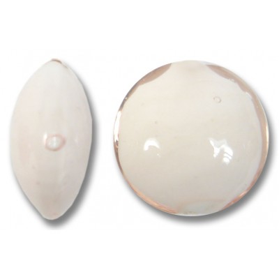 1 Murano Glass Pale Pink over White Core 14mm Lentil Bead