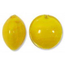 1 Murano Glass Acid Yellow over White Core 14mm Lentil Bead 