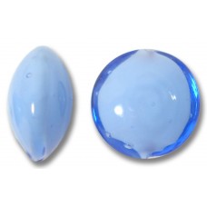 1 Murano Glass Periwinkle Blue over White Core 14mm Lentil Bead 