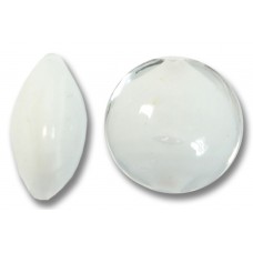 1 Murano Glass Clear over White Core 14mm Lentil Bead