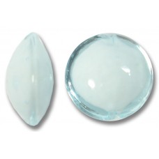 1 Murano Glass Aquamarine Blue over White Core 14mm Lentil Bead