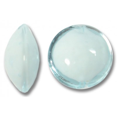 1 Murano Glass Aquamarine Blue over White Core 14mm Lentil Bead