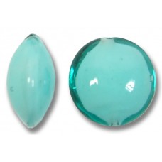 1 Murano Glass Verde Marino over White Core 14mm Lentil Bead