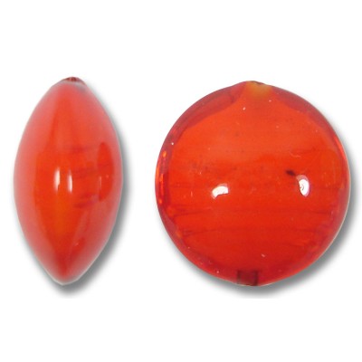 1 Murano Glass Arancio over White Core 14mm Lentil Bead