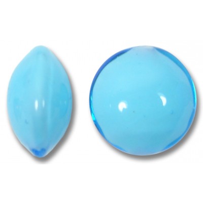1 Murano Glass Turquoise over White Core 14mm Lentil Bead