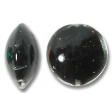 1 Murano Glass Clear over Black Core 14mm Lentil Bead