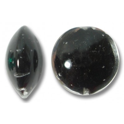 1 Murano Glass Clear over Black Core 14mm Lentil Bead