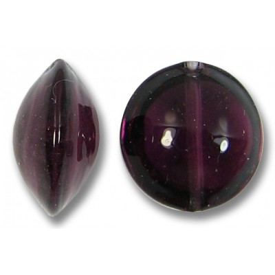 1 Murano Glass Dark Amethyst 14mm Lentil Bead