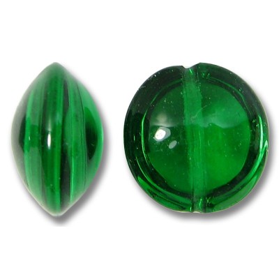 1 Murano Glass Emerald 14mm Lentil Bead