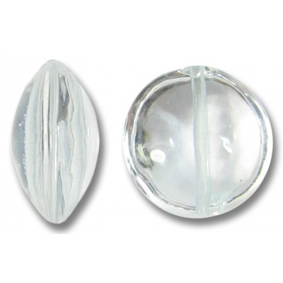 1 Murano Glass Crystal Clear 14mm Lentil Bead