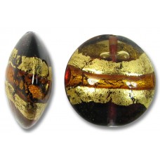 1 Murano Glass Topaz/ Amethyst Goldfoiled 22mm Lentil Bead