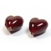 2 Murano Glass 14mm Hearts - Clear over True Red Core
