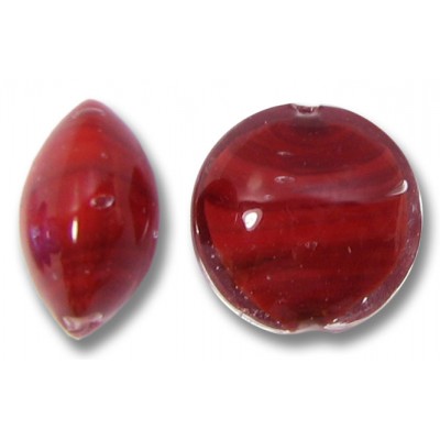 1 Murano Glass True Ruby Core 14mm Lentil Bead