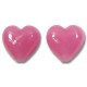 2 Murano Glass 14mm Hearts Opaque Pink 