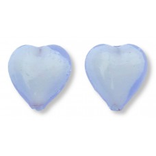 2 Murano Glass 12mm Hearts Alexandrite over White Core