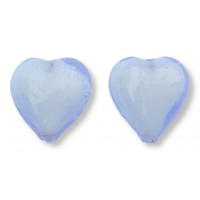 2 Murano Glass 12mm Hearts Alexandrite over White Core