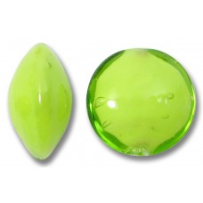 1 Murano Glass Lime over White Core 14mm Lentil Bead