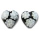 2 Murano Glass Black White Millefiore 12mm Heart Beads
