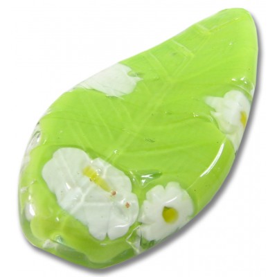 1 Murano Glass Lime Sherbert Millefiore 46mm Ruffle Bead 