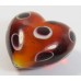 1 Murano Glass Topaz with Spots over White Core 30mm Heart