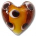 1 Murano Glass Topaz with Spots over White Core 30mm Heart