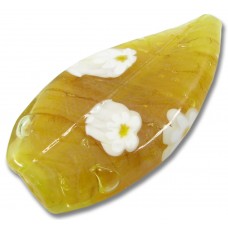 1 Murano Glass Topaz Sherbet Millefiore 46mm Ruffle Bead 1 Murano Glass Topaz Sherbet Millefiore 46mm Ruffle Bead