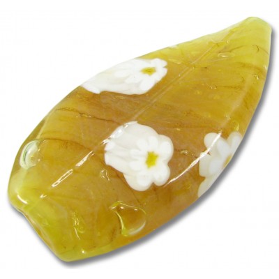 1 Murano Glass Topaz Sherbet Millefiore 46mm Ruffle Bead 1 Murano Glass Topaz Sherbet Millefiore 46mm Ruffle Bead