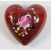 1 Murano Glass Deep Red with Rose 30mm Heart