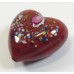 1 Murano Glass Deep Red with Rose 30mm Heart