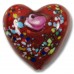 1 Murano Glass Deep Red with Rose 30mm Heart
