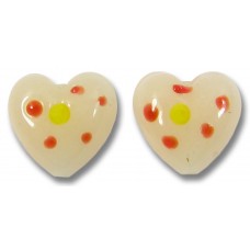 1 Murano Glass Dotted 12mm Heart Bead