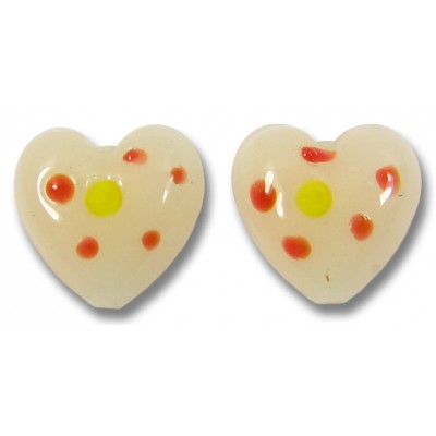 1 Murano Glass Dotted 12mm Heart Bead