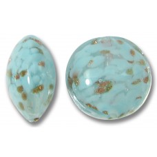 1 Murano Glass Sommerso 14mm Lentil Bead Delicate Turquoise