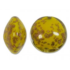 1 Murano Glass Sommerso 14mm Lentil Bead Mustard & Ginger