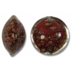 1 Murano Glass Sommerso 14mm Lentil Bead Siam Ginger