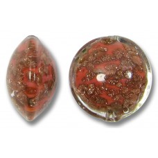 1 Murano Glass Sommerso 14mm Lentil Bead Coral & Ginger